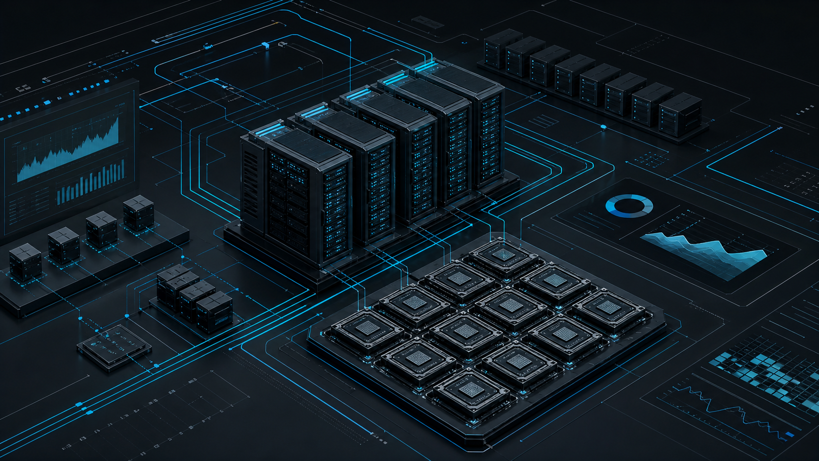 Abstract infrastructure and AI compute visualization